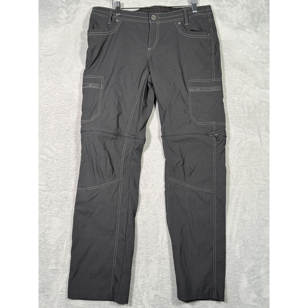 Kuhl Pants Womens 12 Regular Gray Convertible Hiking Cargo Nylon Stretch Outdoor